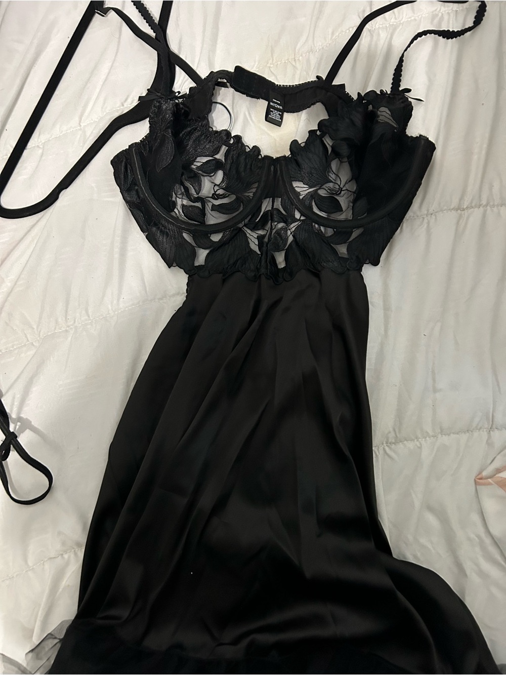 2/70$🔥Sheer Floral Lace Black Slip Dress